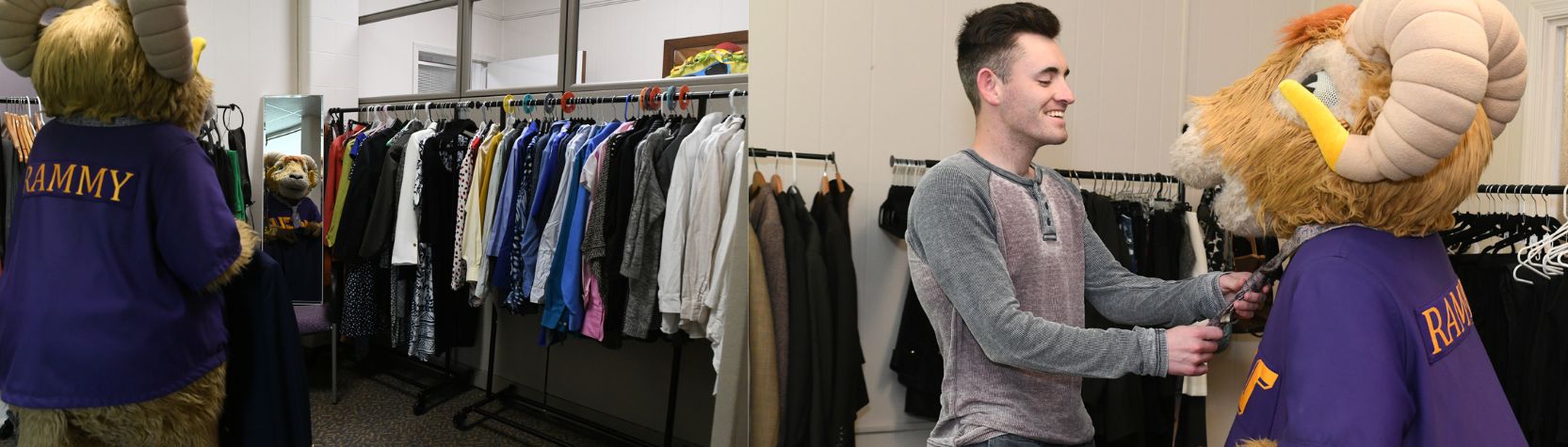 Students shopping in career closet