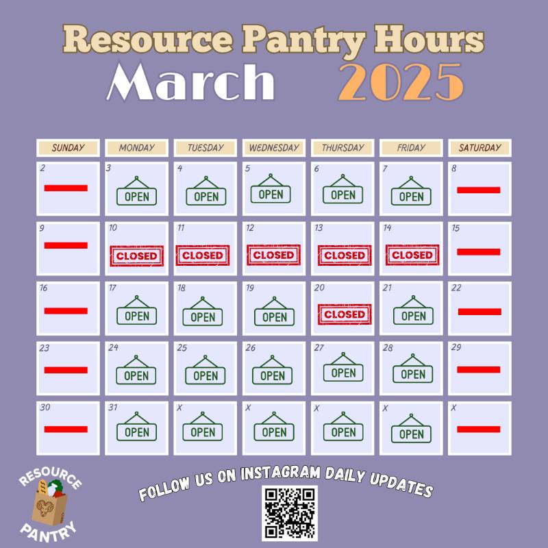 Resource Pantry March Hours