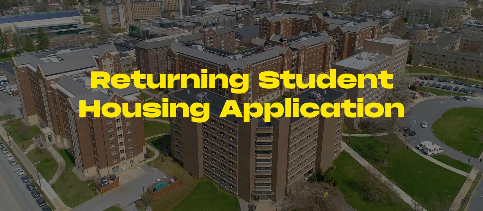 Aerial Drone shot of Campus Dorm buldings
