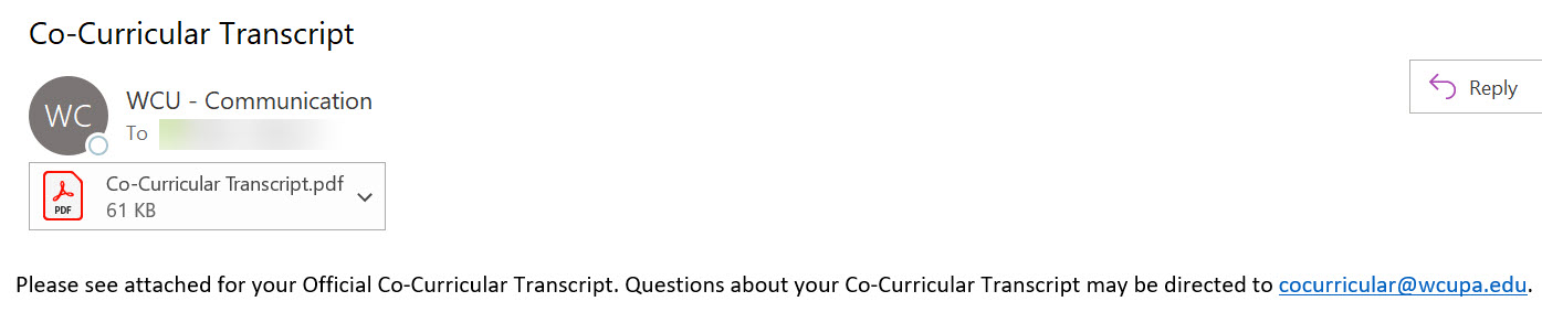 Co-Curricular Transcript