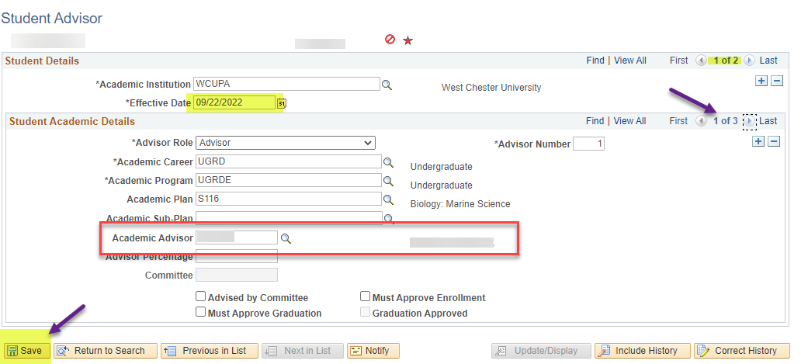 Updating a Student's Advisor 6