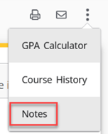 Screenshot higlighting the Notes function