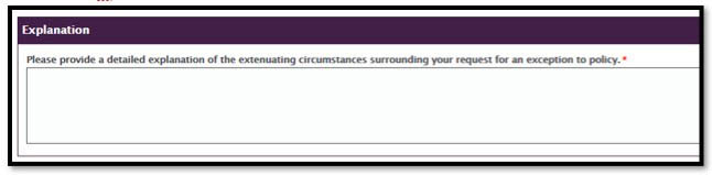 Explanation field