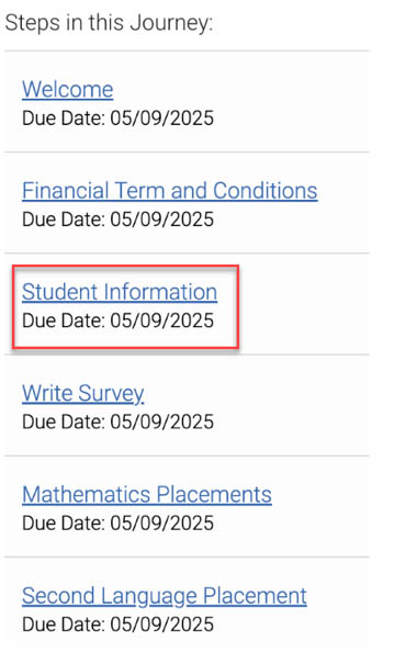 Navigate360 Placement Journey Student Information