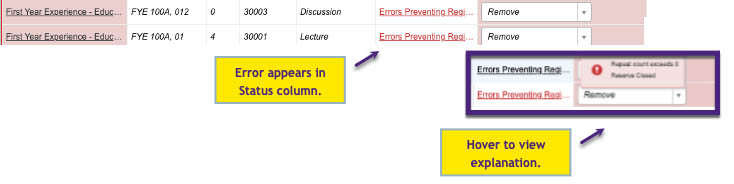 Fig. 9: Registration Error with a hover tooltip explanation.