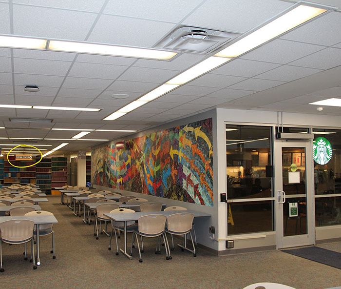 Library entrance to testing center