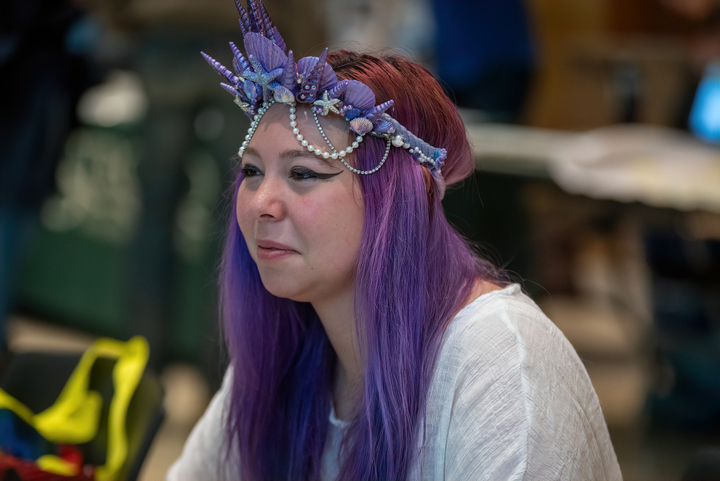  McKenna Kovatch, president of the Oceanography Club, at the club's exhibit