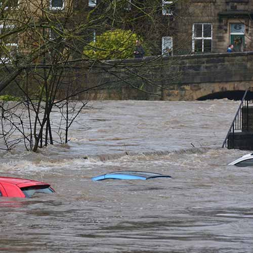 Cars flooded in water