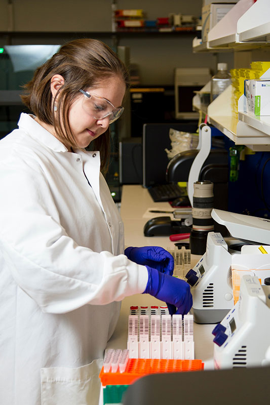 Lab worker in white coat