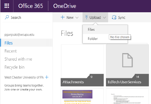 Screen shot of onedrive