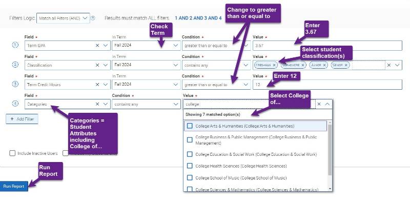 Creating a Dean's List Report in Navigate for College of… 5