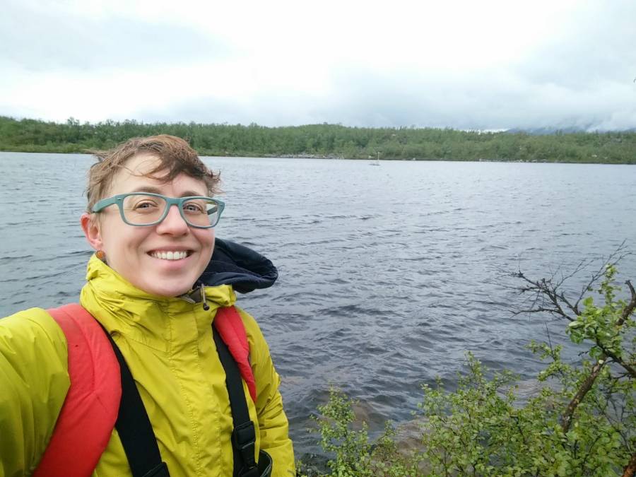 Dr. Fork standing near a body of water