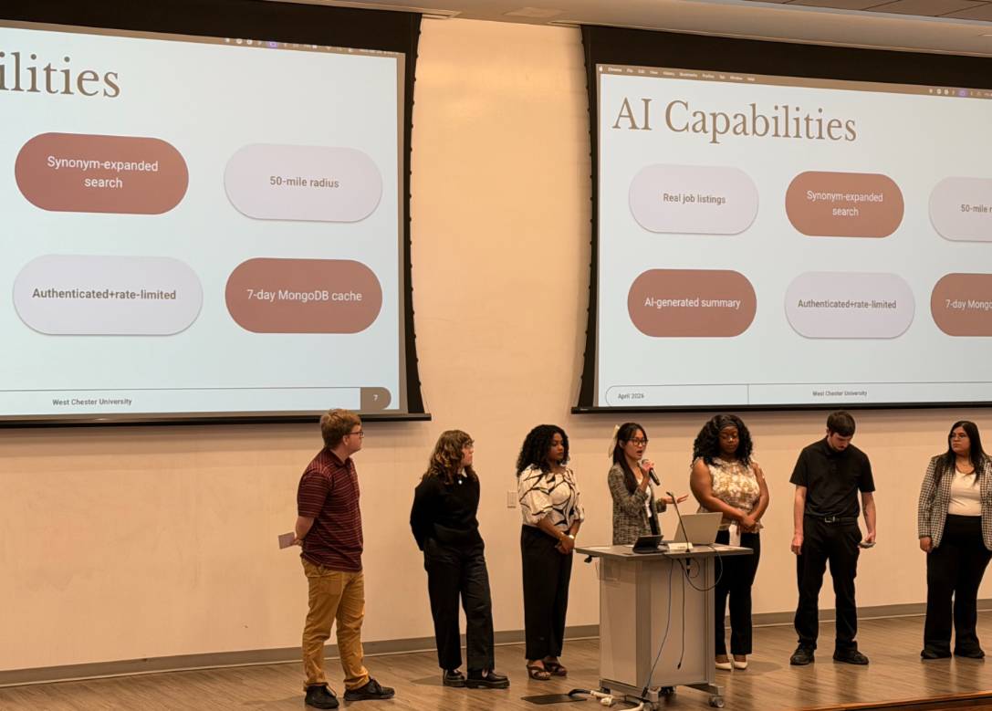 WICS Capstone Students presenting on stage